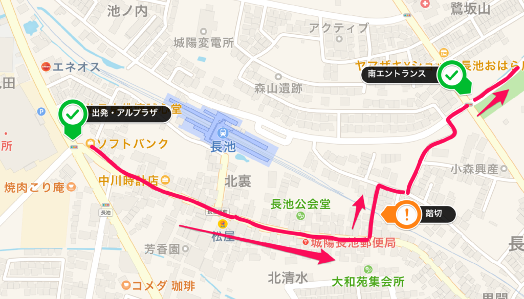 アル・プラザ城陽から五里五里道順